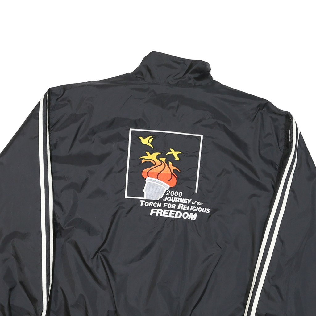 ADIDAS Mens Black Zip Track Jacket L Polyester Blend Plain Religious Tolerance