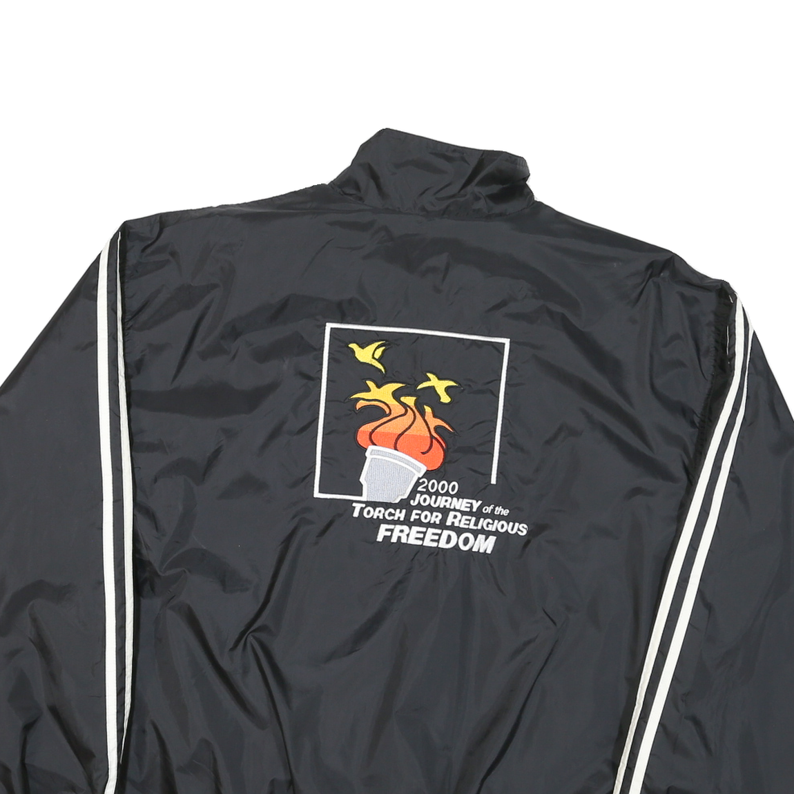 ADIDAS Mens Black Zip Track Jacket L Polyester Blend Plain Religious Tolerance