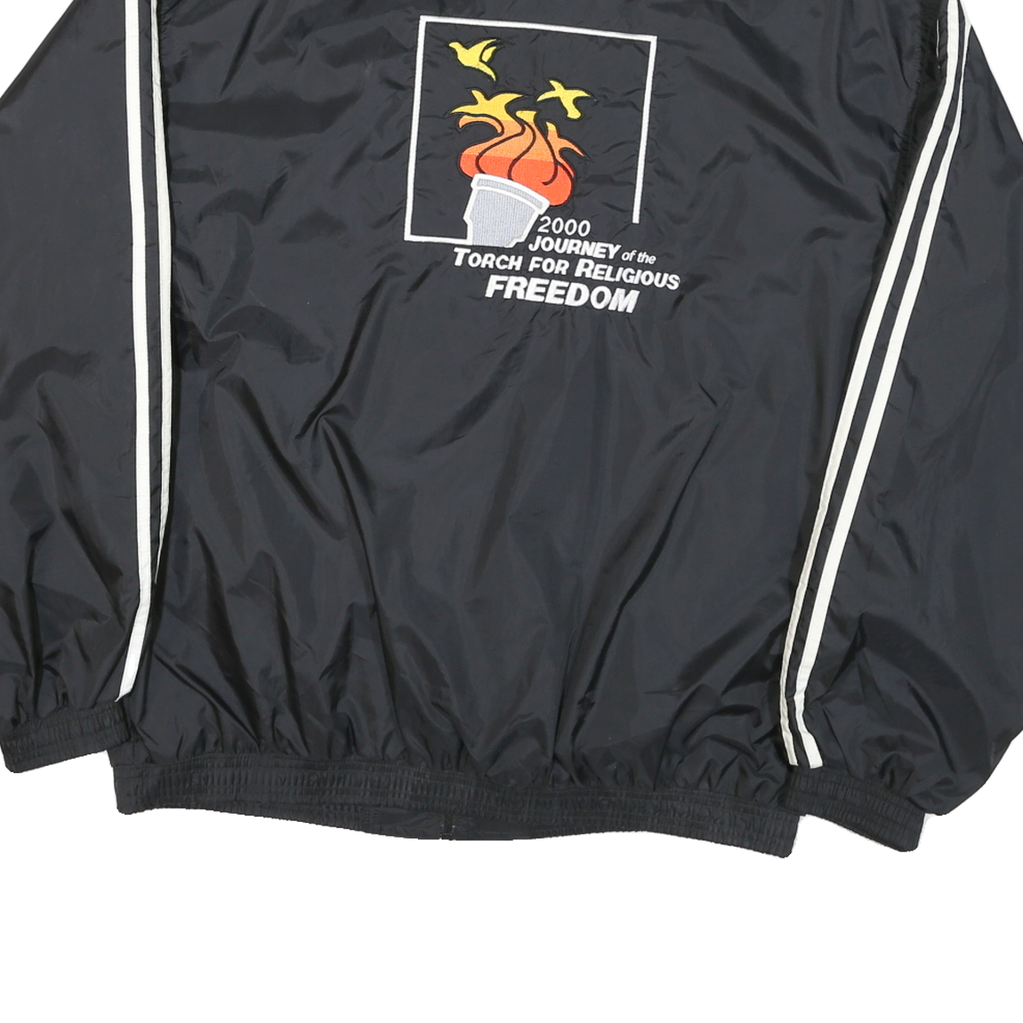 ADIDAS Mens Black Zip Track Jacket L Polyester Blend Plain Religious Tolerance