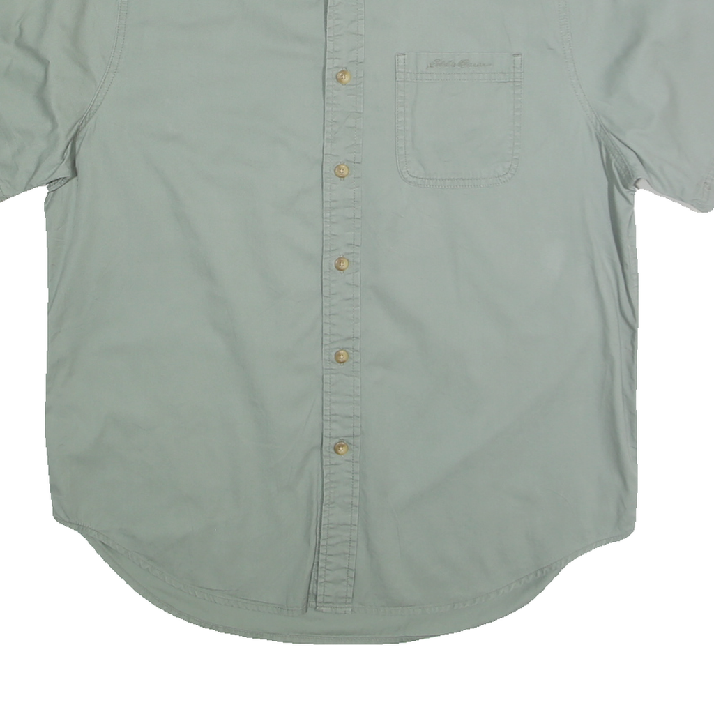 EDDIE BAUER Womens Blue Short Sleeve Cotton Shirt M Button Down Casual Summer