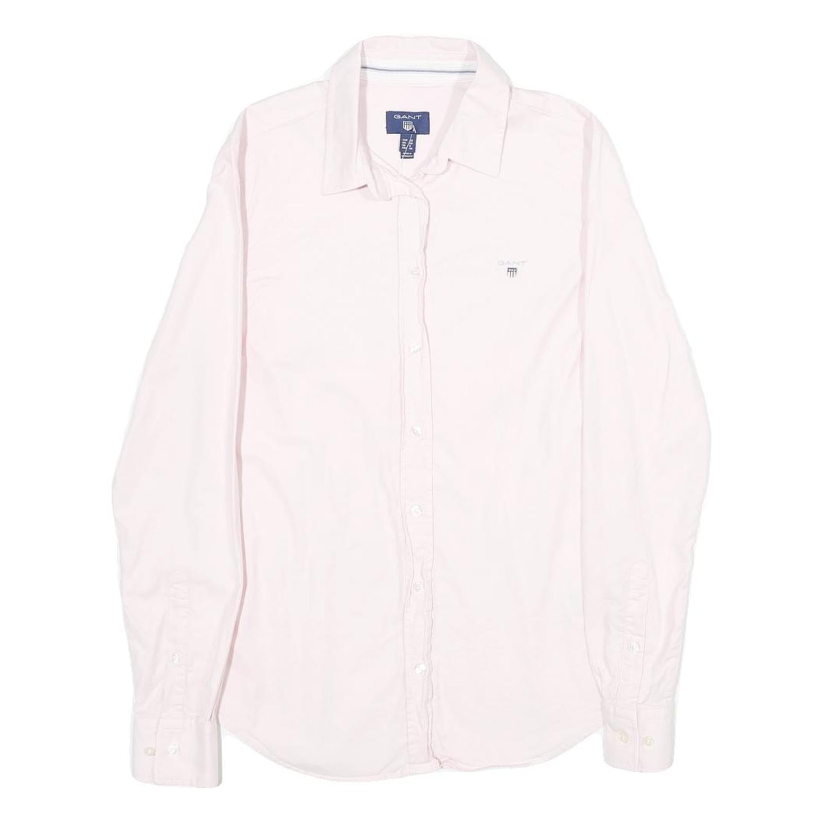 GANT Womens Pink Shirt UK 10 Cotton Blend Button Down Long Sleeve Fitted