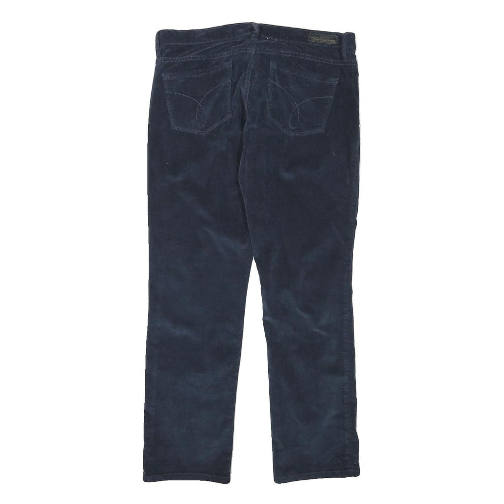CALVIN KLEIN JEANS Mens Cotton Blend Navy Regular Fit Straight Trousers W33 L29