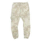 URBAN CLASSICS Mens Slim Beige Camo Cargo Trousers W34 L29 Casual Zip Cotton