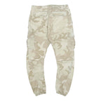 URBAN CLASSICS Mens Slim Beige Camo Cargo Trousers W34 L29 Casual Zip Cotton