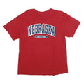 BAISCO Mens Red Nebraska Graphic T-Shirt L Short Sleeve Crew Neck Casual Cotton