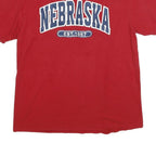 BAISCO Mens Red Nebraska Graphic T-Shirt L Short Sleeve Crew Neck Casual Cotton