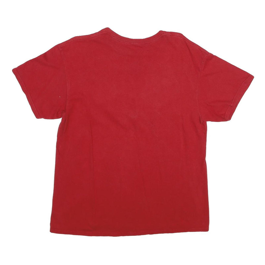 BAISCO Mens Red Nebraska Graphic T-Shirt L Short Sleeve Crew Neck Casual Cotton