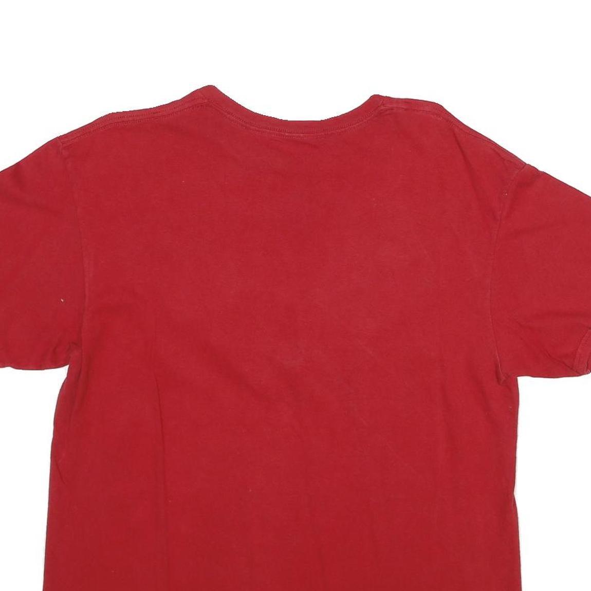 BAISCO Mens Red Nebraska Graphic T-Shirt L Short Sleeve Crew Neck Casual Cotton