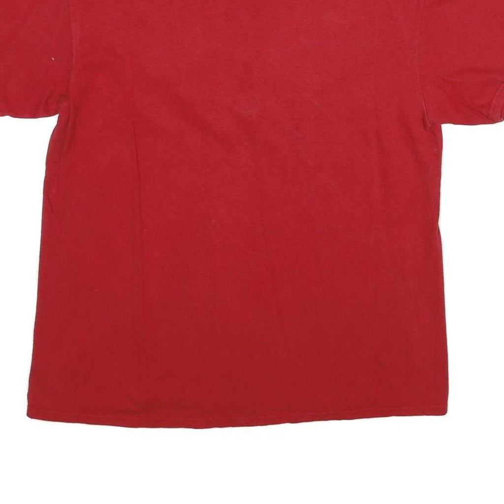 BAISCO Mens Red Nebraska Graphic T-Shirt L Short Sleeve Crew Neck Casual Cotton