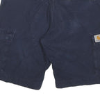 CARHARTT Mens Cotton Blend Navy Blue Cargo Shorts M W32 Workwear Casual
