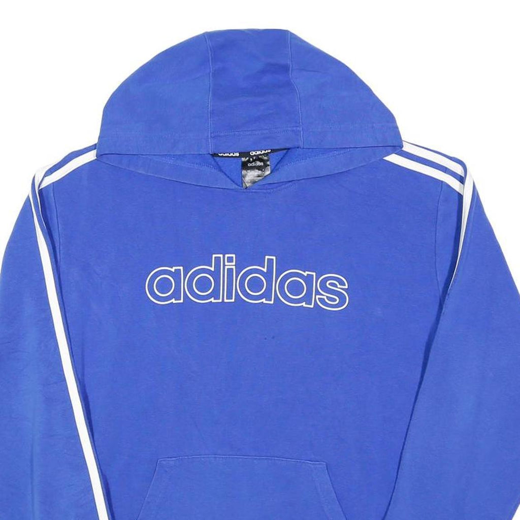 ADIDAS Mens Blue Hoodie M Cotton Blend Pullover Stripe Retro Logo
