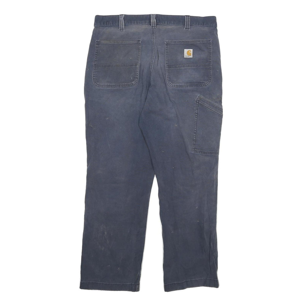 CARHARTT Mens Cotton Blend Navy Relaxed Fit Straight Leg Trousers W32 L28