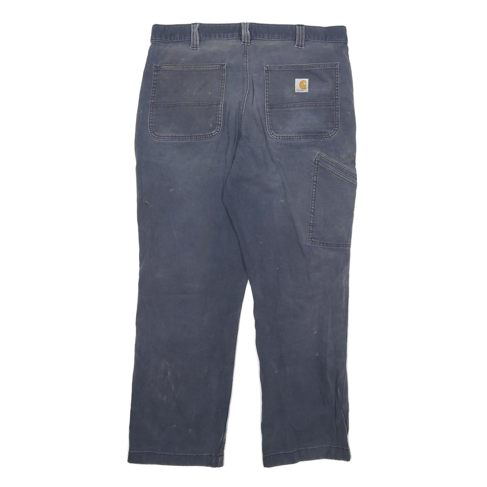 CARHARTT Mens Cotton Blend Navy Relaxed Fit Straight Leg Trousers W32 L28