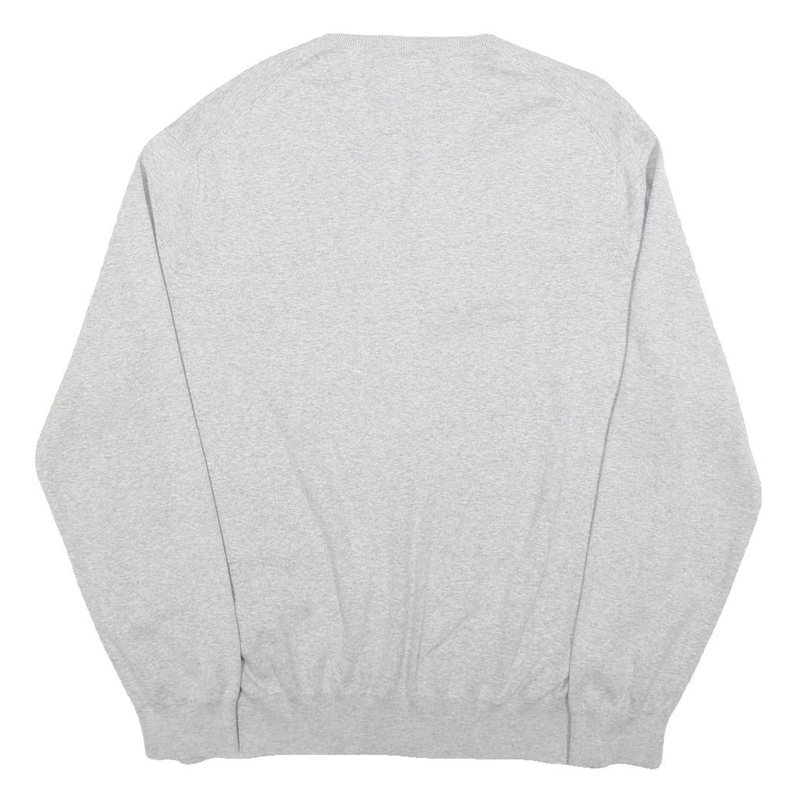 POLO RALPH LAUREN Mens Grey Plain V Neck Basic Knit Jumper 2XL Cotton Classic