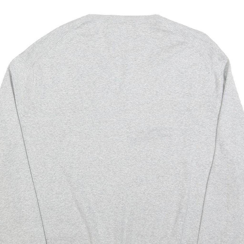 POLO RALPH LAUREN Mens Grey Plain V Neck Basic Knit Jumper 2XL Cotton Classic