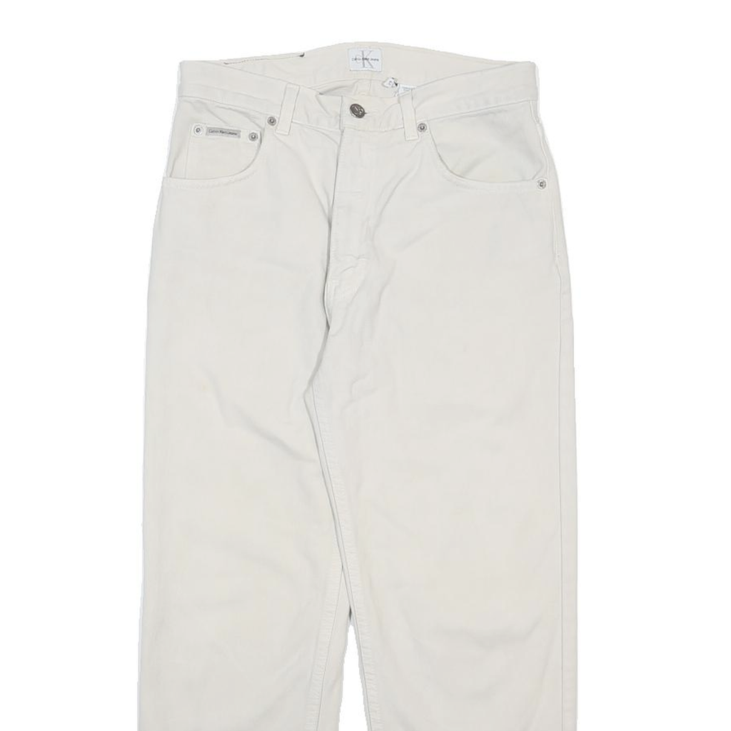 CALVIN KLEIN JEANS Mens Relaxed White Denim W29 L26 Casual Cotton Zip Closure