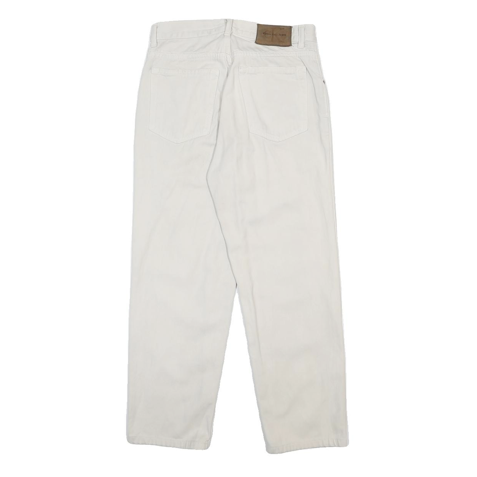 CALVIN KLEIN JEANS Mens Relaxed White Denim W29 L26 Casual Cotton Zip Closure