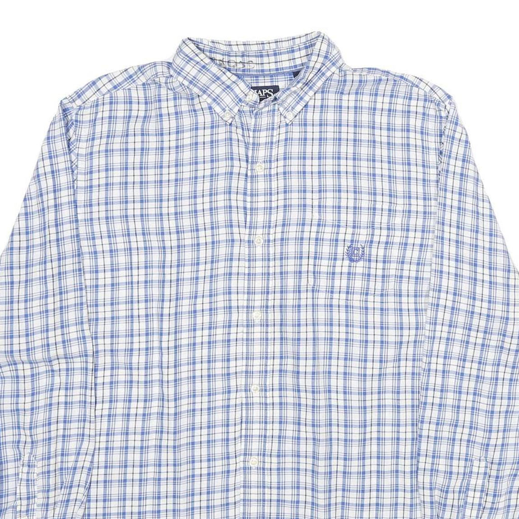 CHAPS Mens Blue Check Shirt L Button-Down Collar Long Sleeve Cotton Classic