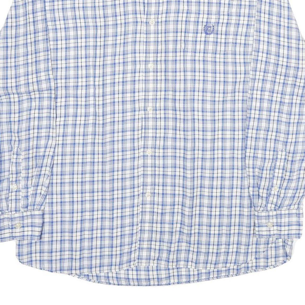 CHAPS Mens Blue Check Shirt L Button-Down Collar Long Sleeve Cotton Classic