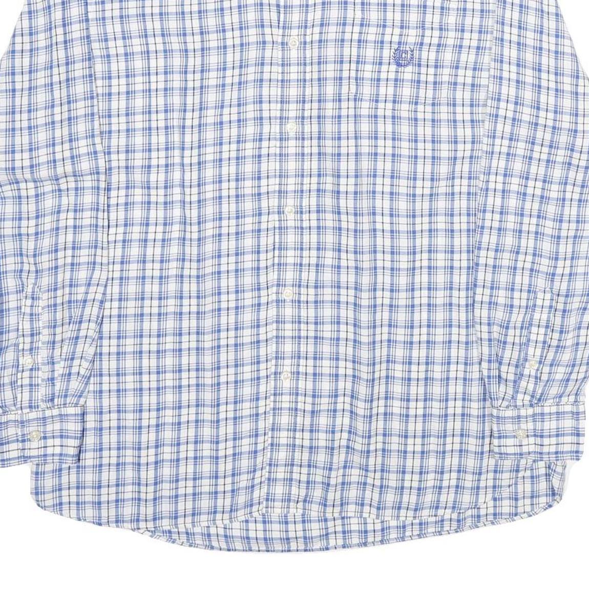 CHAPS Mens Blue Check Shirt L Button-Down Collar Long Sleeve Cotton Classic