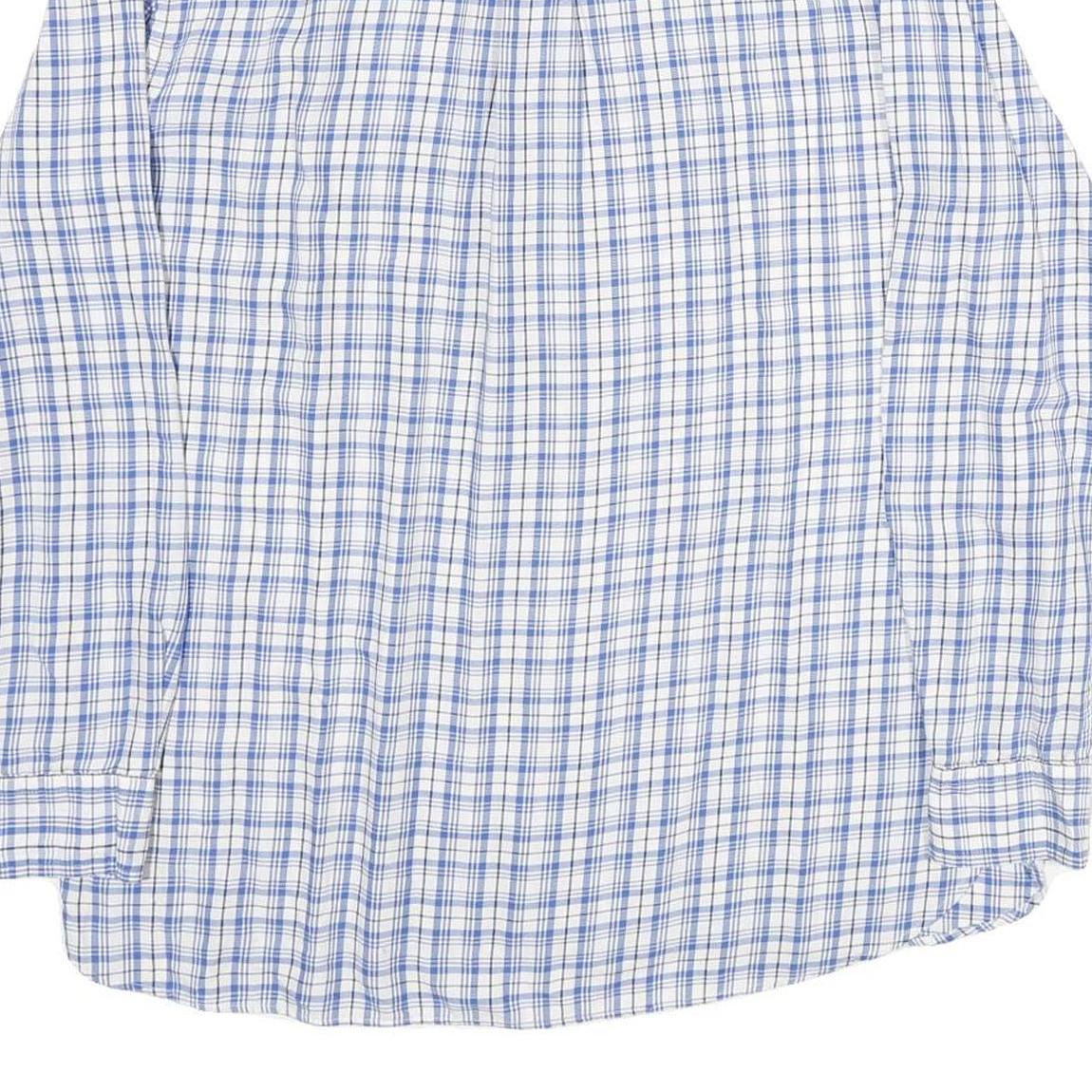 CHAPS Mens Blue Check Shirt L Button-Down Collar Long Sleeve Cotton Classic