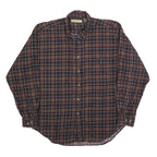 NATURAL LIFE Mens Red Brown Check Shirt XL Button Down Long Sleeve Cotton