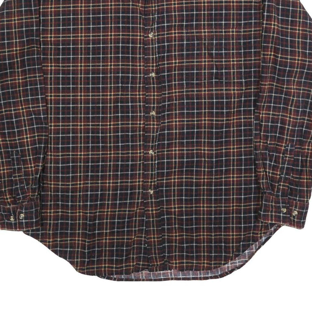 NATURAL LIFE Mens Red Brown Check Shirt XL Button Down Long Sleeve Cotton