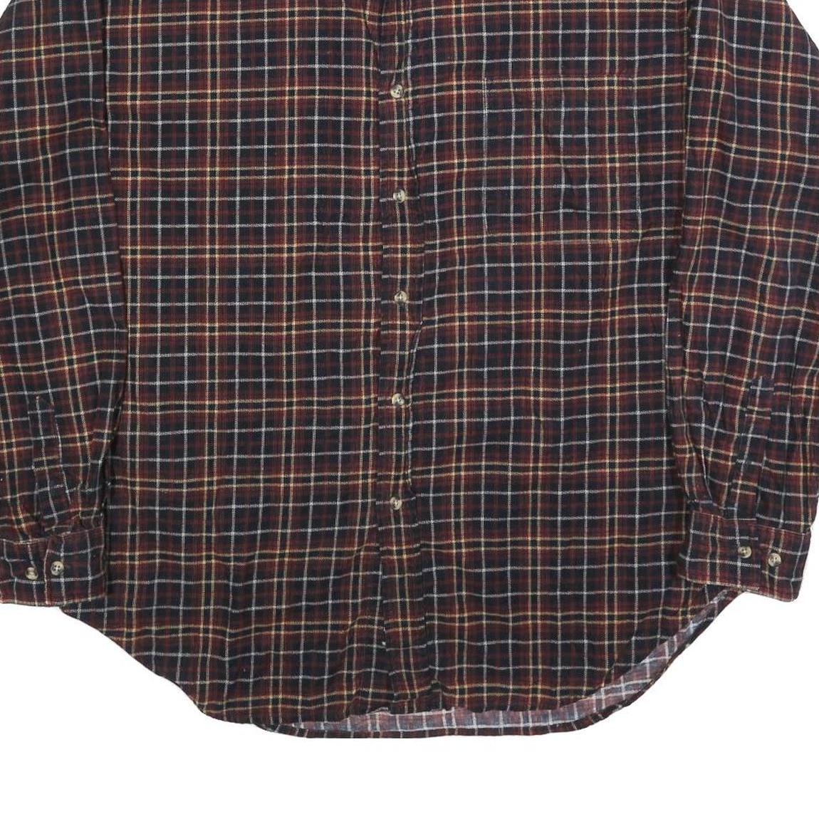 NATURAL LIFE Mens Red Brown Check Shirt XL Button Down Long Sleeve Cotton