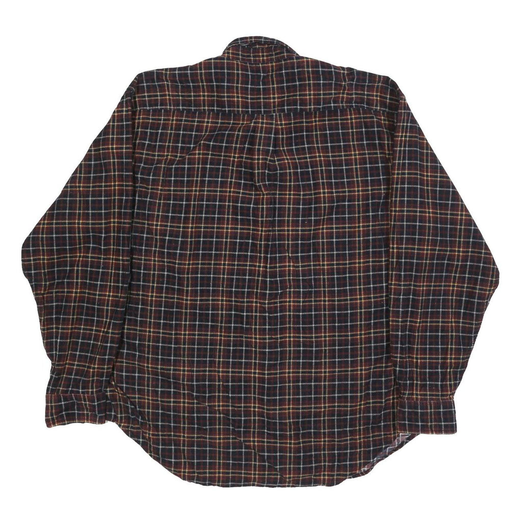 NATURAL LIFE Mens Red Brown Check Shirt XL Button Down Long Sleeve Cotton