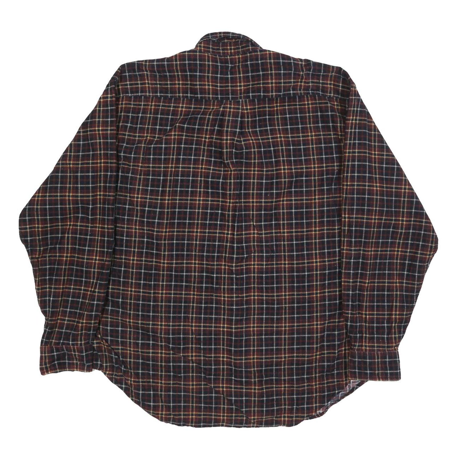 NATURAL LIFE Mens Red Brown Check Shirt XL Button Down Long Sleeve Cotton