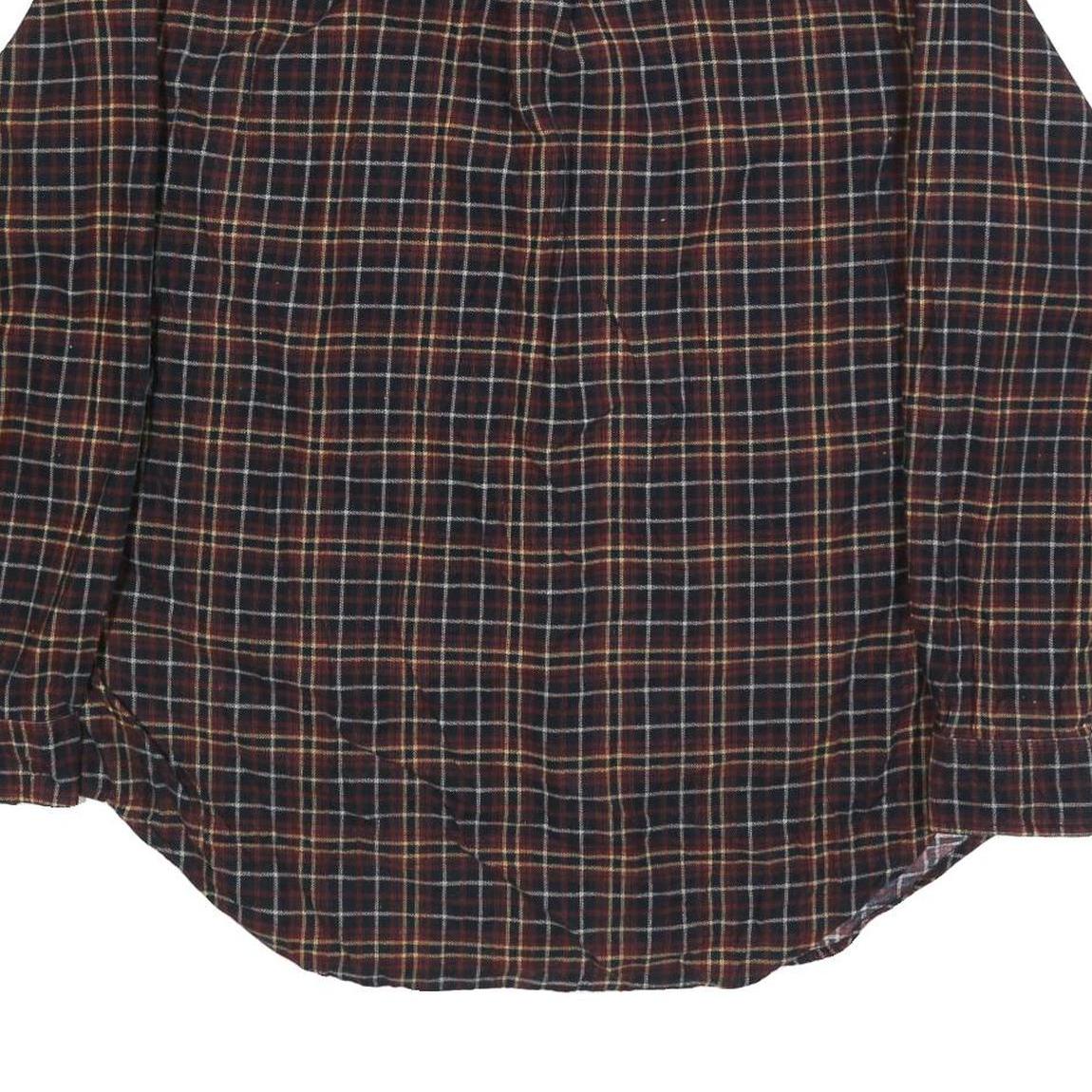 NATURAL LIFE Mens Red Brown Check Shirt XL Button Down Long Sleeve Cotton