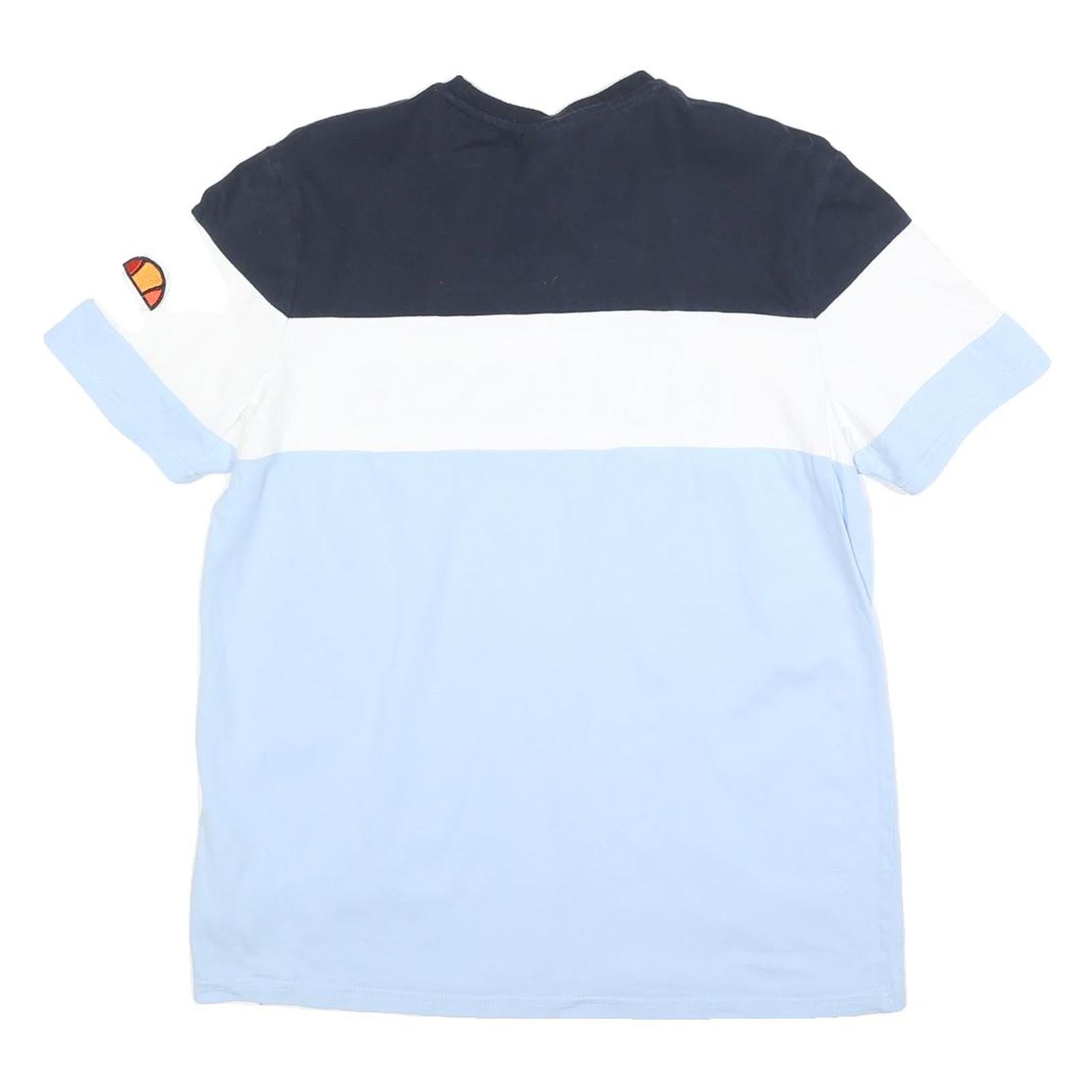 ELLESSE Mens Blue & White Colour Block Cotton T-Shirt M Short Sleeve Crew Neck