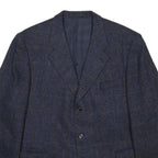 CANDA Mens Blue Wool Checked Classic Jacket XL Button Closure Tailored Fit