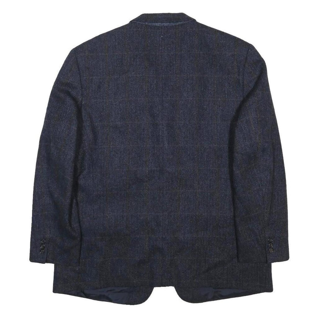 CANDA Mens Blue Wool Checked Classic Jacket XL Button Closure Tailored Fit