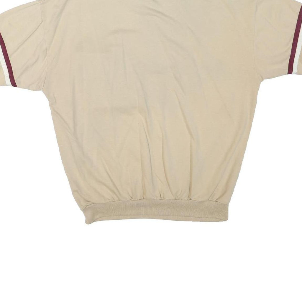 CLASSICS Mens Beige & Maroon Striped Short Sleeve Polo Shirt M Cotton Blend