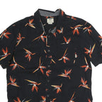 VANS Mens Black & Orange Floral Cotton Shirt L Summer Casual Button Down