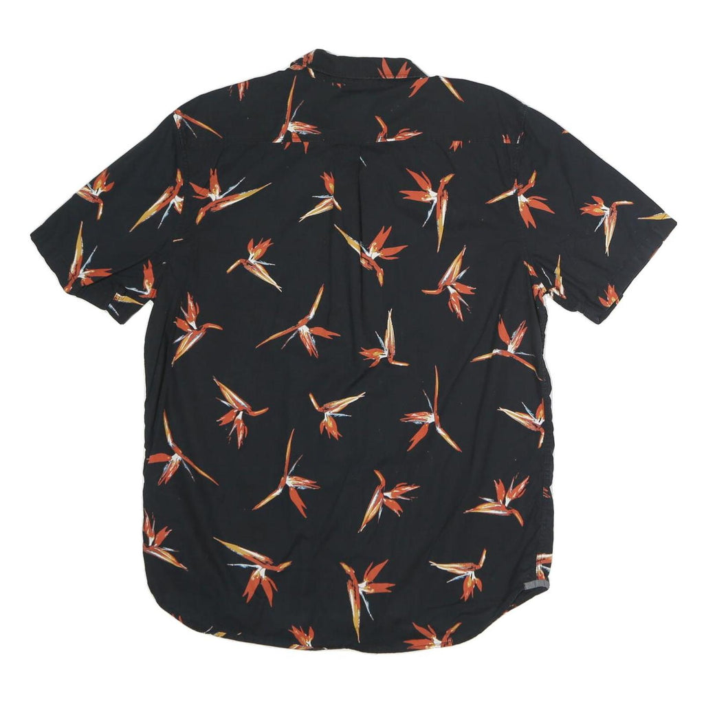 VANS Mens Black & Orange Floral Cotton Shirt L Summer Casual Button Down