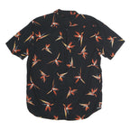 VANS Mens Black & Orange Floral Cotton Shirt L Summer Casual Button Down