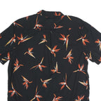 VANS Mens Black & Orange Floral Cotton Shirt L Summer Casual Button Down