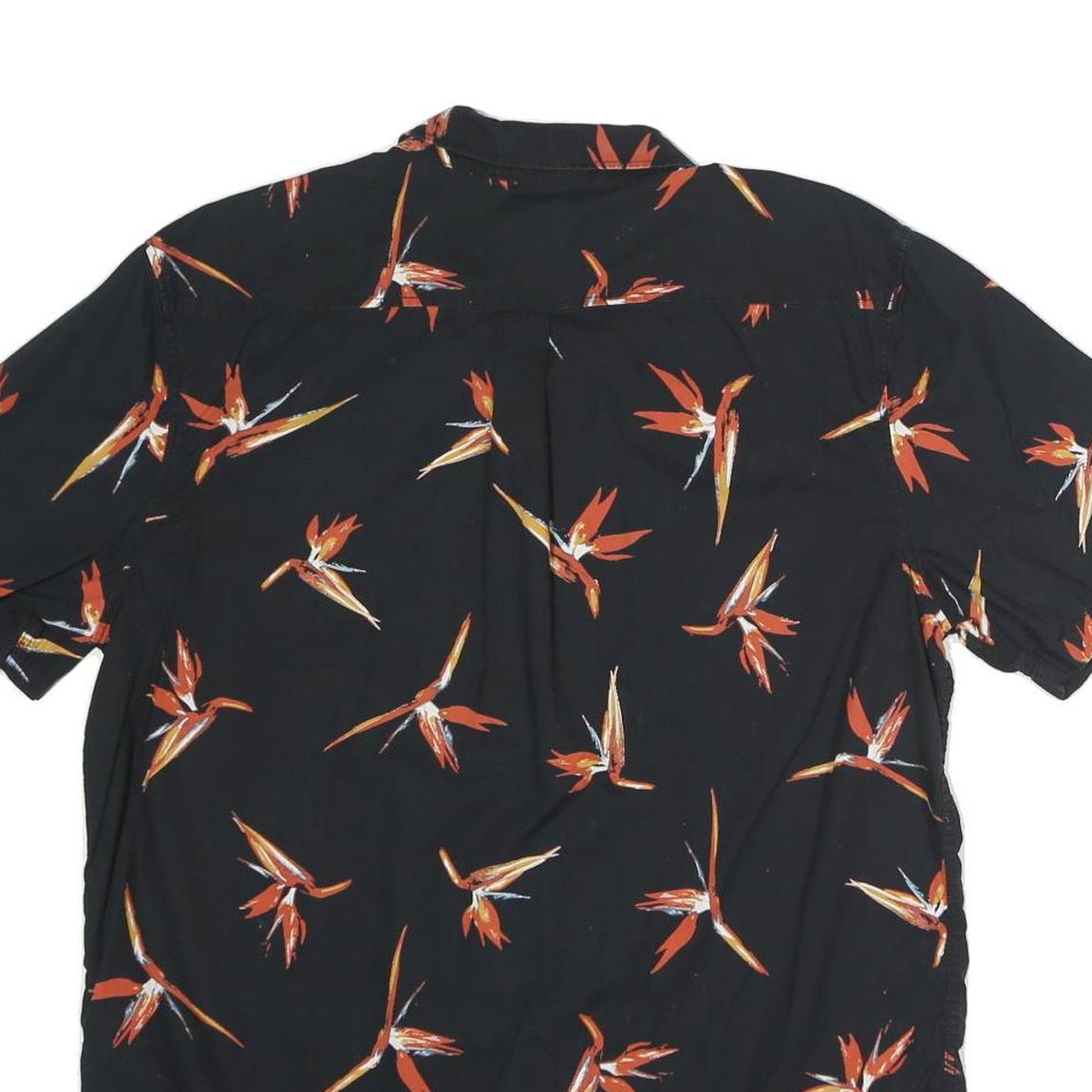 VANS Mens Black & Orange Floral Cotton Shirt L Summer Casual Button Down