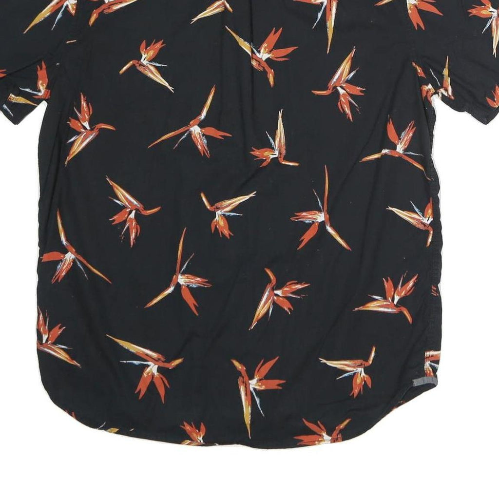 VANS Mens Black & Orange Floral Cotton Shirt L Summer Casual Button Down