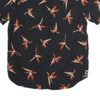 VANS Mens Black & Orange Floral Cotton Shirt L Summer Casual Button Down