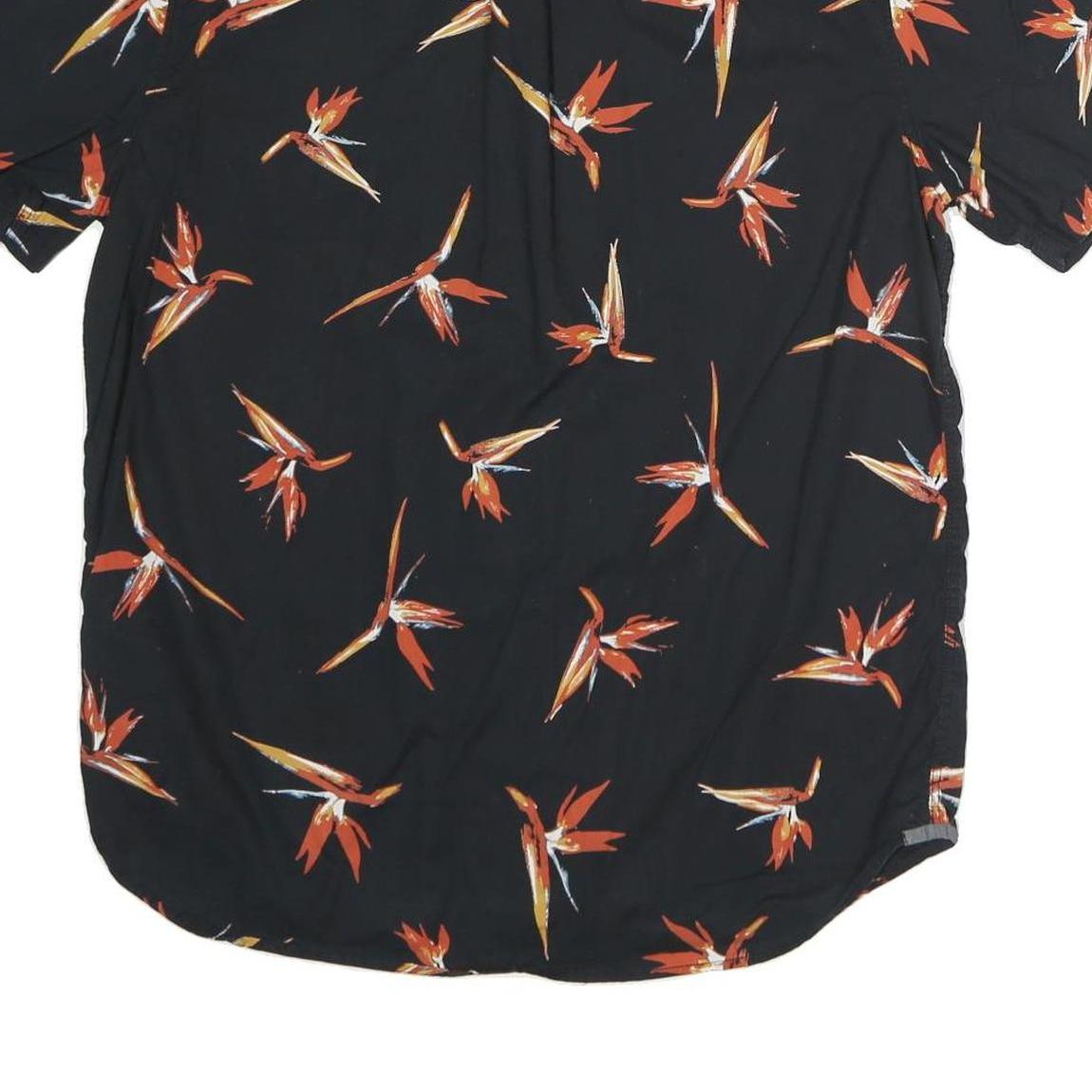 VANS Mens Black & Orange Floral Cotton Shirt L Summer Casual Button Down