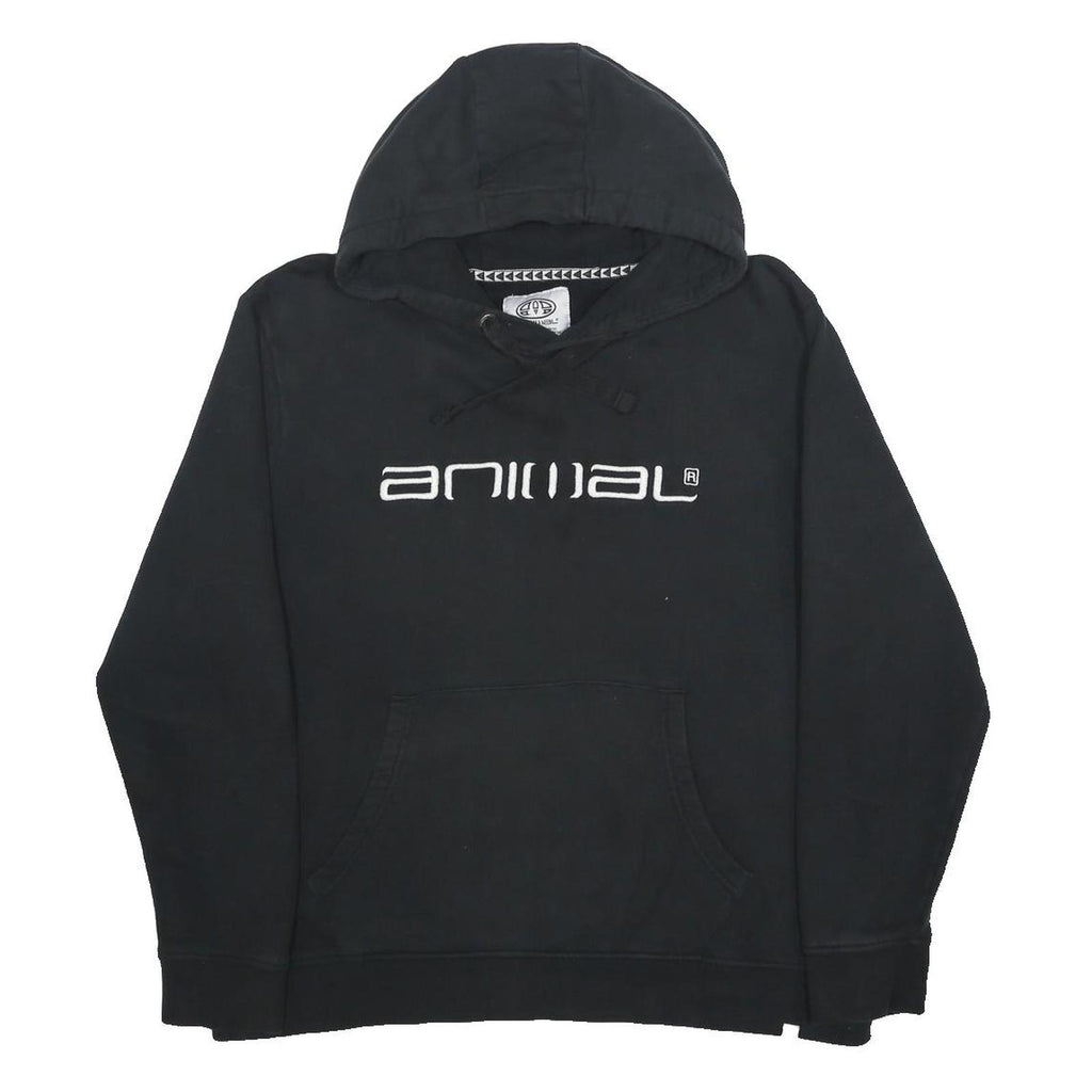 ANIMAL Womens Black Hoodie UK 14 Cotton Blend Pullover Casual Sweatshirt