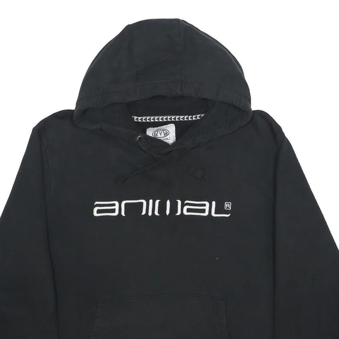 ANIMAL Womens Black Hoodie UK 14 Cotton Blend Pullover Casual Sweatshirt