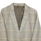 YOUR SIXTH SENSE Womens Brown & Beige Wool Check Button Jacket M Woven Tailored