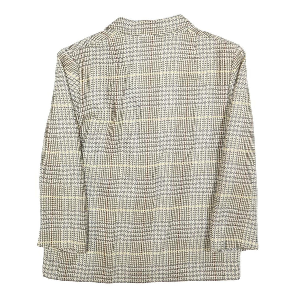 YOUR SIXTH SENSE Womens Brown & Beige Wool Check Button Jacket M Woven Tailored