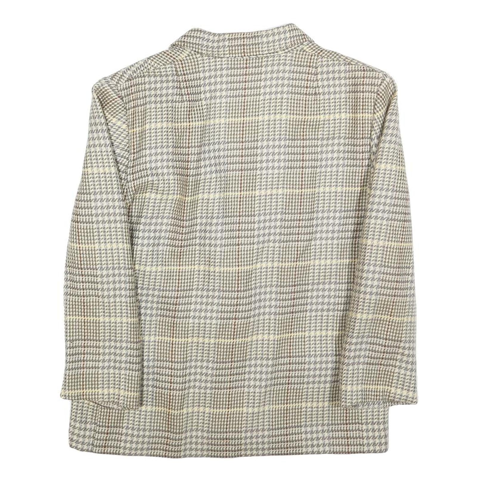 YOUR SIXTH SENSE Womens Brown & Beige Wool Check Button Jacket M Woven Tailored