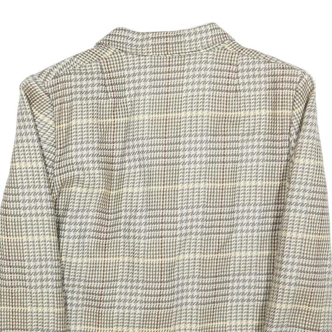 YOUR SIXTH SENSE Womens Brown & Beige Wool Check Button Jacket M Woven Tailored