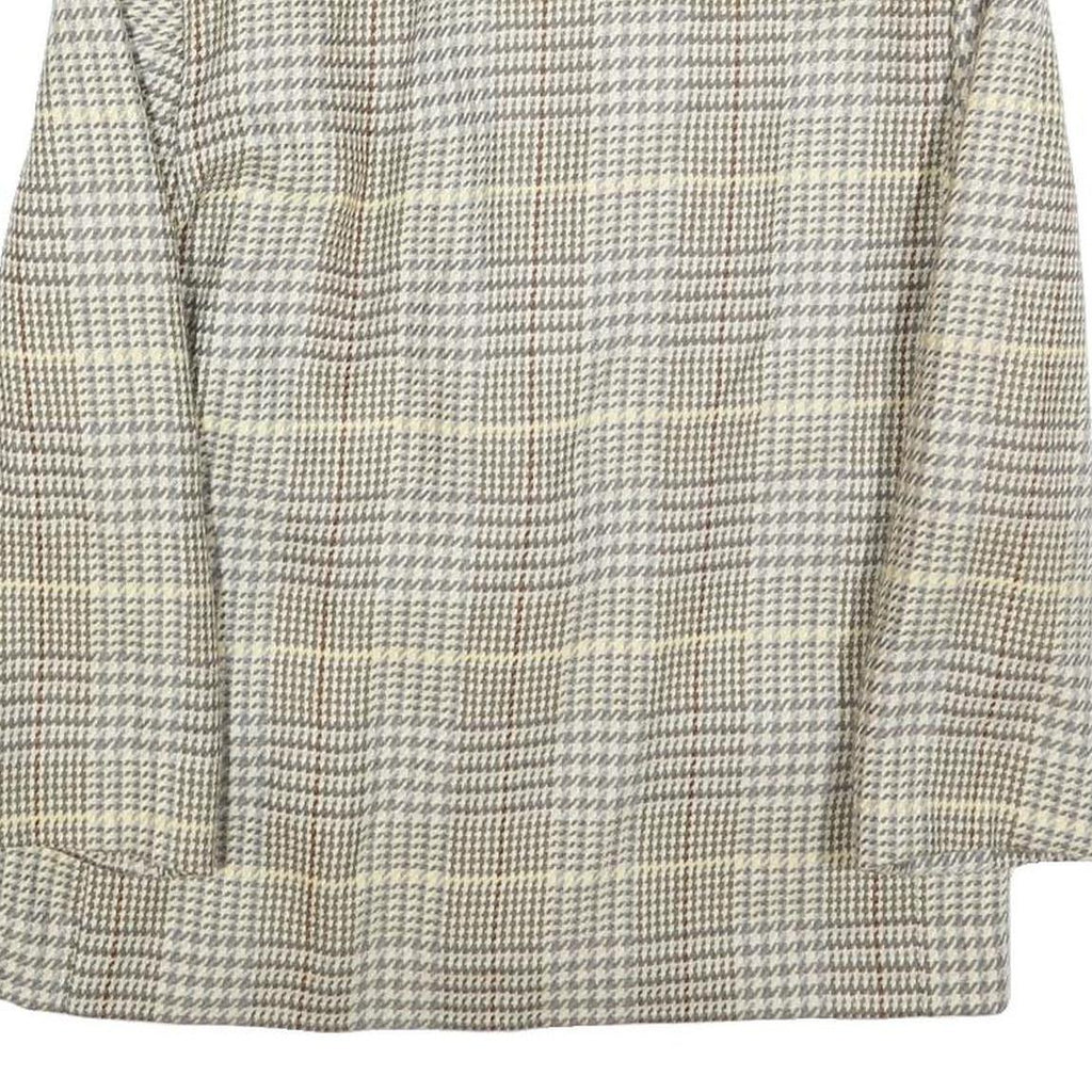 YOUR SIXTH SENSE Womens Brown & Beige Wool Check Button Jacket M Woven Tailored